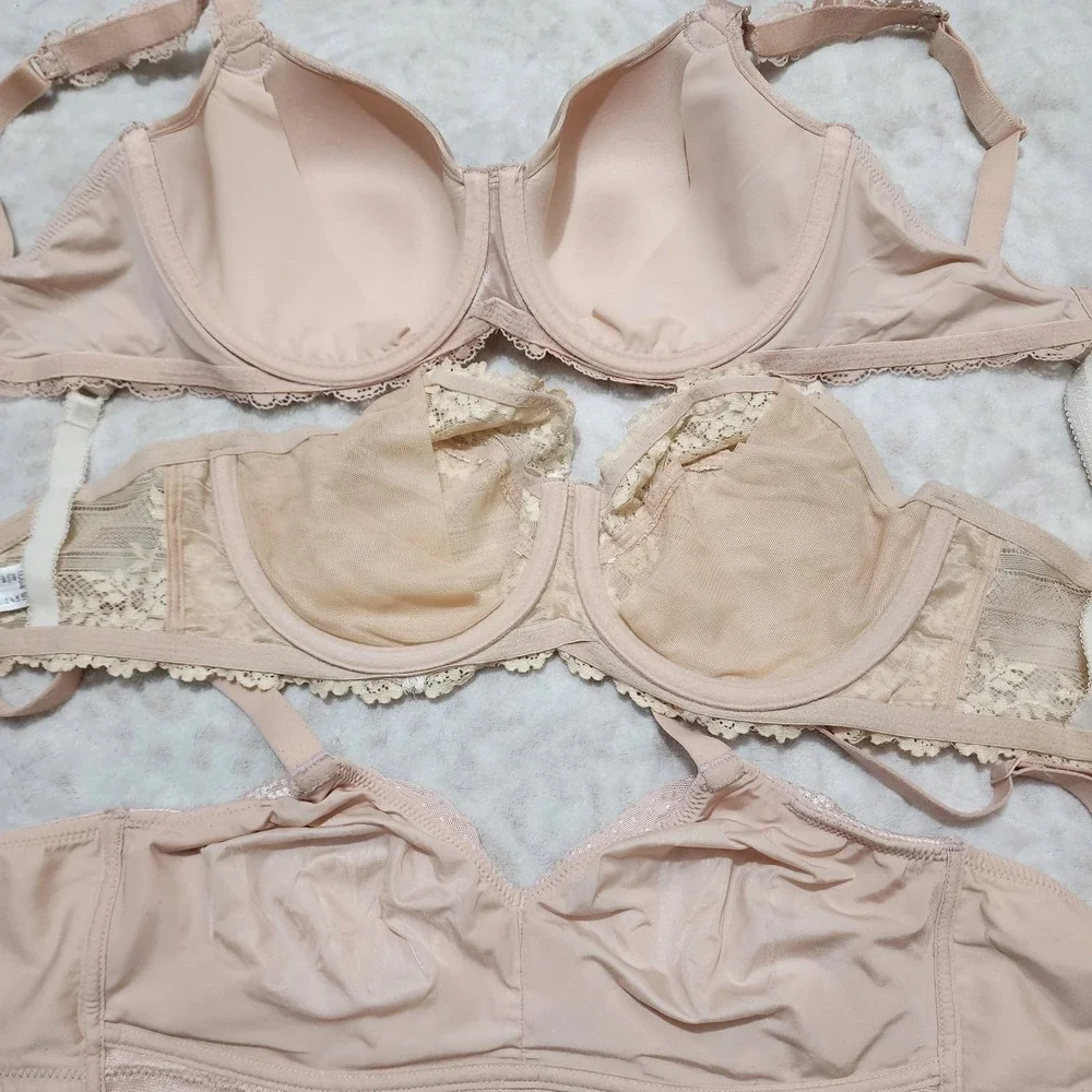 Wacoal Women's Bra Sz 32DDD 3pieces Bundle Nude Coquette Feminine Lacey